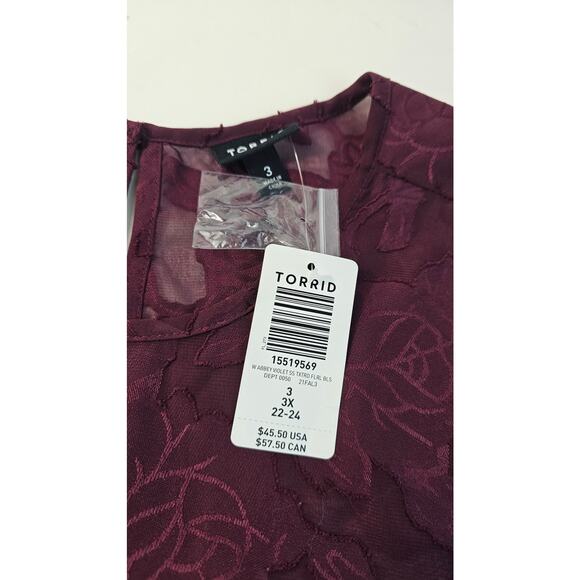 NWT Torrid Abbey Chiffon Clip Floral Red 3 3X 22 - 24 Sheer coquette whimsigoth - Picture 6 of 9